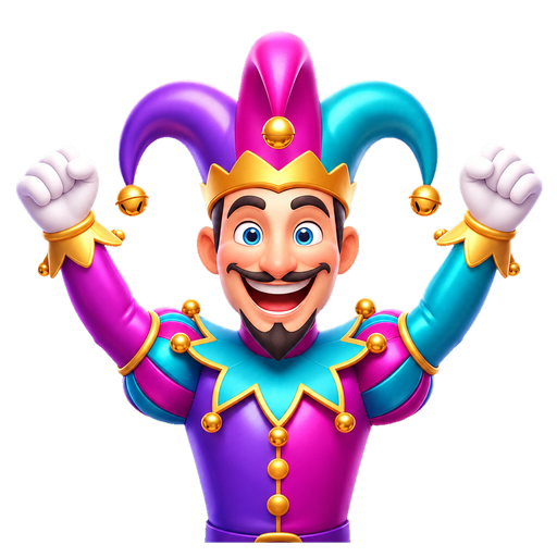 The friendly Bawan Joker, arms up, celebrating